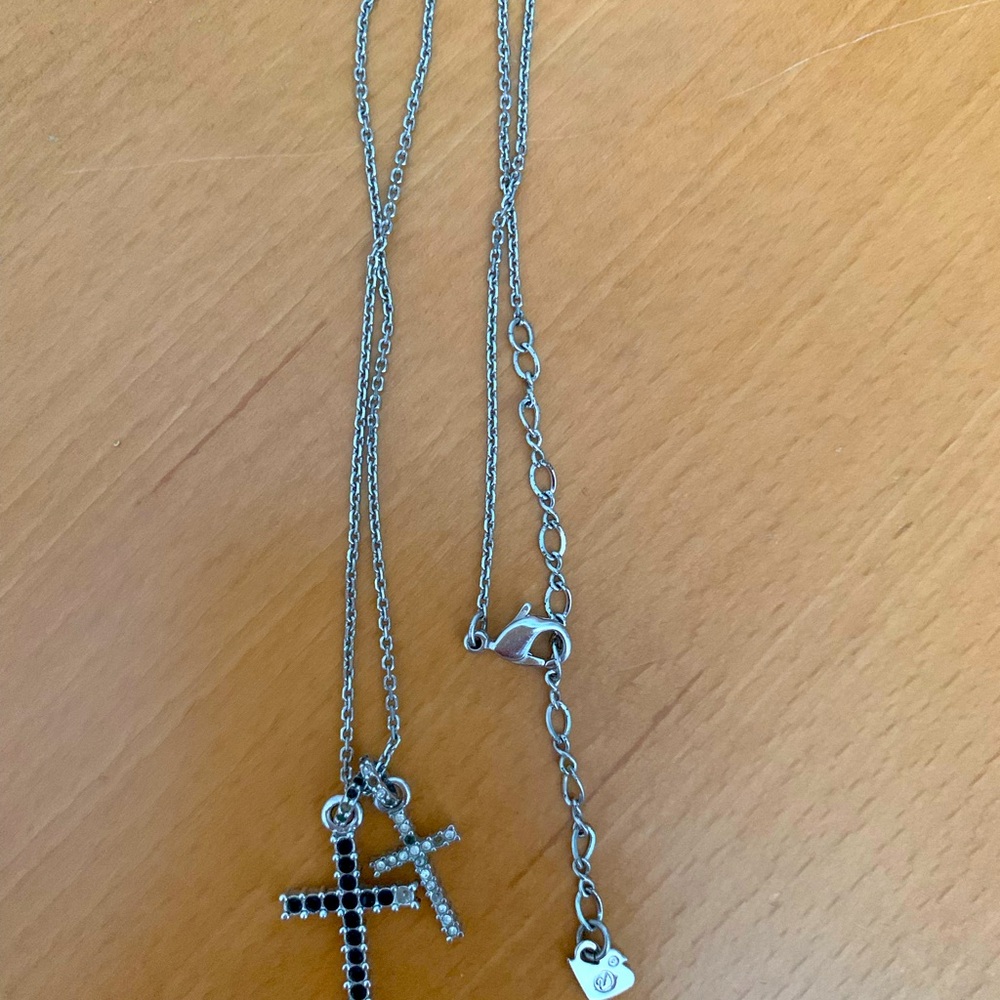 Authentic Swarovski double cross necklace